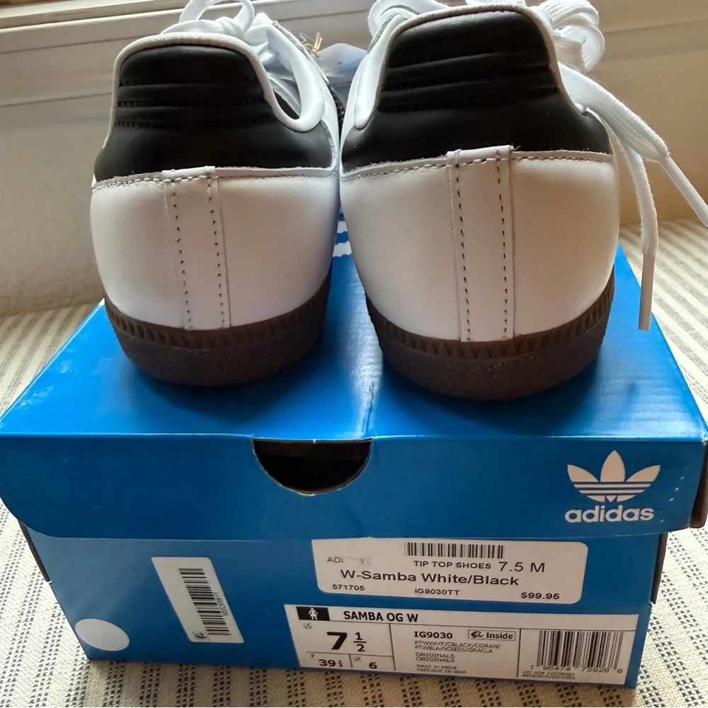 NEW Adidas W-Samba OG White and Black Trainers - Size 7.5M - Picture 5 of 8